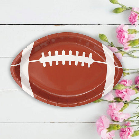 8 Count Football Shaped Dinner Plates for Sports Party Tailgate Game Day 9.5" x 6.5"