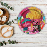8 Count Trolls Paper Dinner Plates for Birthday Party Supplies and Kids Celebration Use 9 Inch