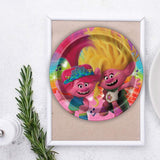 8 Count Trolls Paper Dinner Plates for Birthday Party Supplies and Kids Celebration Use 9 Inch