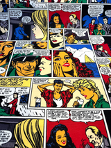 Pop Art Comic Vintage Multicolor Cotton Fabric - Multicolor Comic Print, 55" Width (1 Yard)