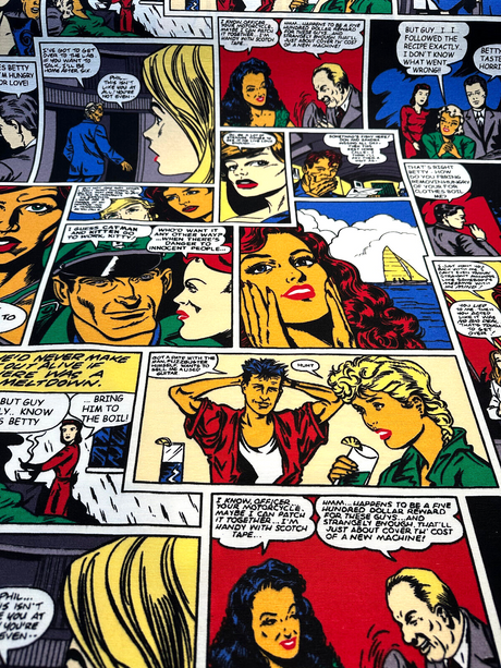 Pop Art Comic Vintage Multicolor Cotton Fabric - Multicolor Comic Print, 55" Width (1 Yard)