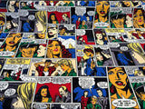 Pop Art Comic Vintage Multicolor Cotton Fabric - Multicolor Comic Print, 55" Width (1 Yard)