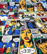 Pop Art Comic Vintage Multicolor Cotton Fabric - Multicolor Comic Print, 55" Width (1 Yard)