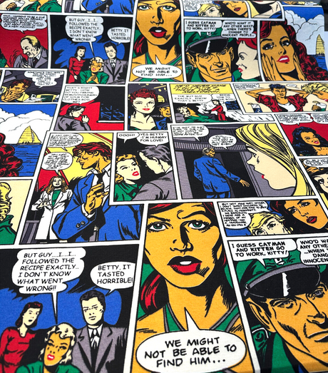 Pop Art Comic Vintage Multicolor Cotton Fabric - Multicolor Comic Print, 55" Width (1 Yard)