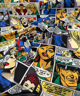 Pop Art Comic Vintage Multicolor Cotton Fabric - Multicolor Comic Print, 55" Width (1 Yard)
