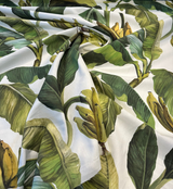 Forest Banana Leaves Cotton Fabric - Green Tropical Leaf Print, 54" Width (1 Yard)