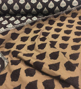 Emblem Chenille Chenille Fabric - Brown Beige Light Blue, 57" Width, 3.75" Vertical Repeat, 3.5" Horizontal Repeat (1 Yard)