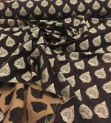 Emblem Chenille Chenille Fabric - Brown Beige Light Blue, 57" Width, 3.75" Vertical Repeat, 3.5" Horizontal Repeat (1 Yard)
