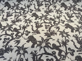 Novagratz Monkey Business Onyx Cotton Linen Blend Fabric - Multi Colored Jungle Creature Design, 54" Width, 12.25" Vertical Repeat, 27" Horizontal Repeat (1 Yard)