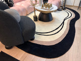Beluga Tufted Design 57 Wool Fabric - Ivory Black Tufted Pattern, 8' X 11', 9' X 12', 10' X 13' (1 Piece)