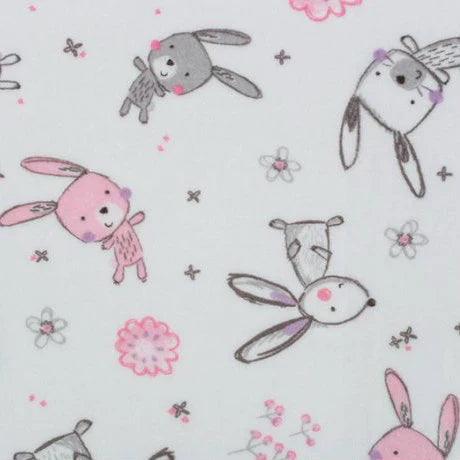 Cuddle Fabric Blush Bunny Hop Print