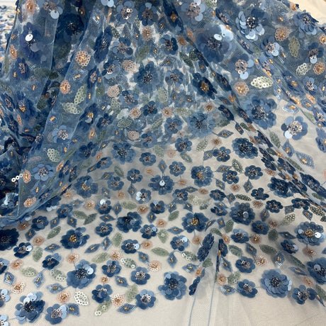Beaded Sequined Lace Fabric
