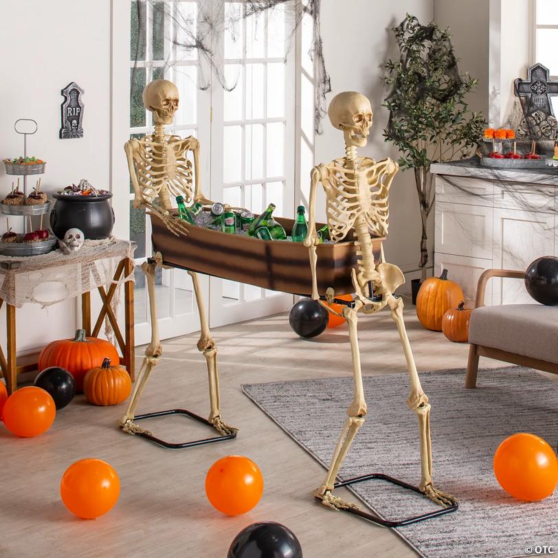 68" x 17 1/2" Poseable Skeletons Carrying Coffin Halloween Decoration