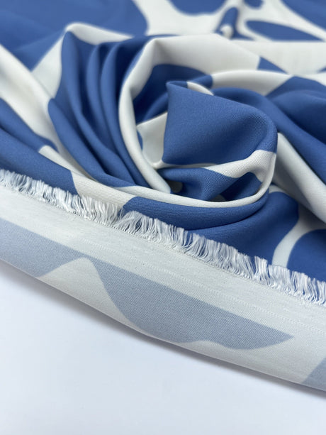 Polyamide Twill Abstract Print Blue