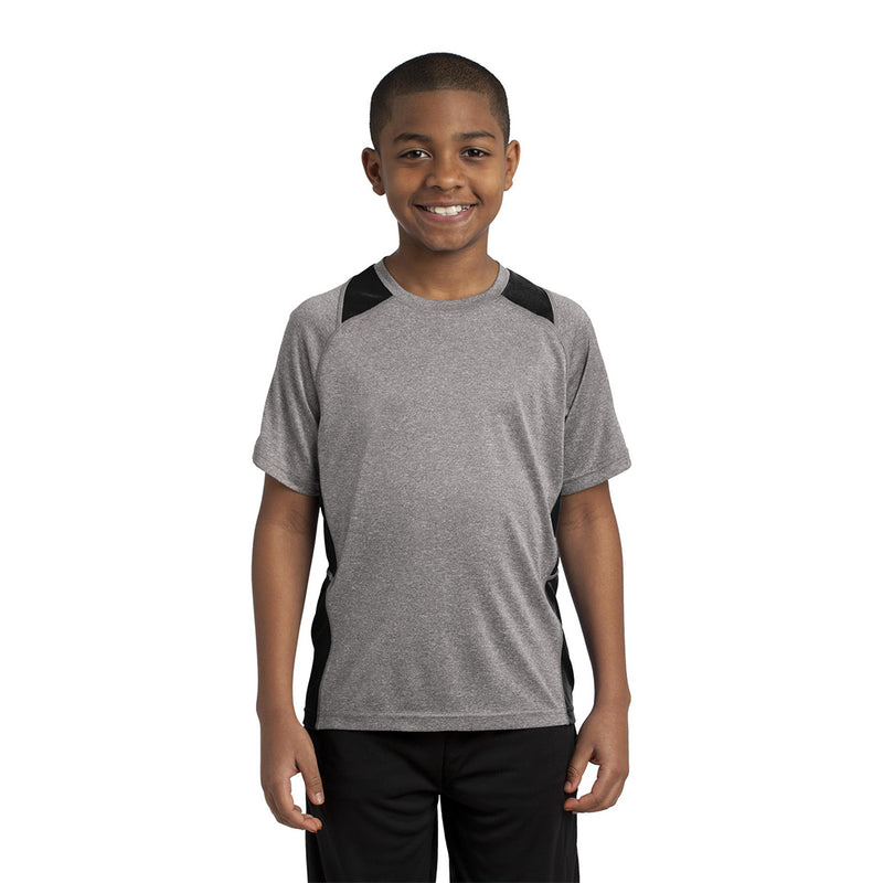 Sport-Tek® Youth Heather Colorblock Contender Crewneck Short Sleeve Tee