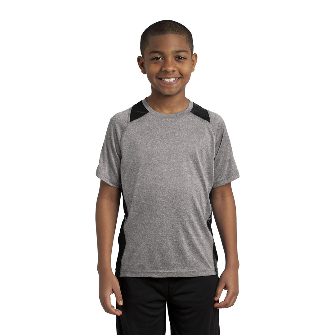 Sport-Tek® Youth Heather Colorblock Contender Crewneck Short Sleeve Tee