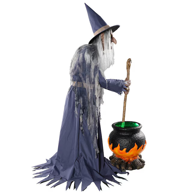 Haunted Living 6-ft Witch with Cauldron Motion Activated Lighted Animatronic Halloween Decoration