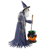 Haunted Living 6-ft Witch with Cauldron Motion Activated Lighted Animatronic Halloween Decoration