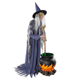 Haunted Living 6-ft Witch with Cauldron Motion Activated Lighted Animatronic Halloween Decoration