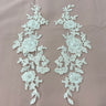 1 Pair 14" x 3" Beaded & Corded Floral 3D Lace Applique Embroidered on 100% Polyester Net Mesh