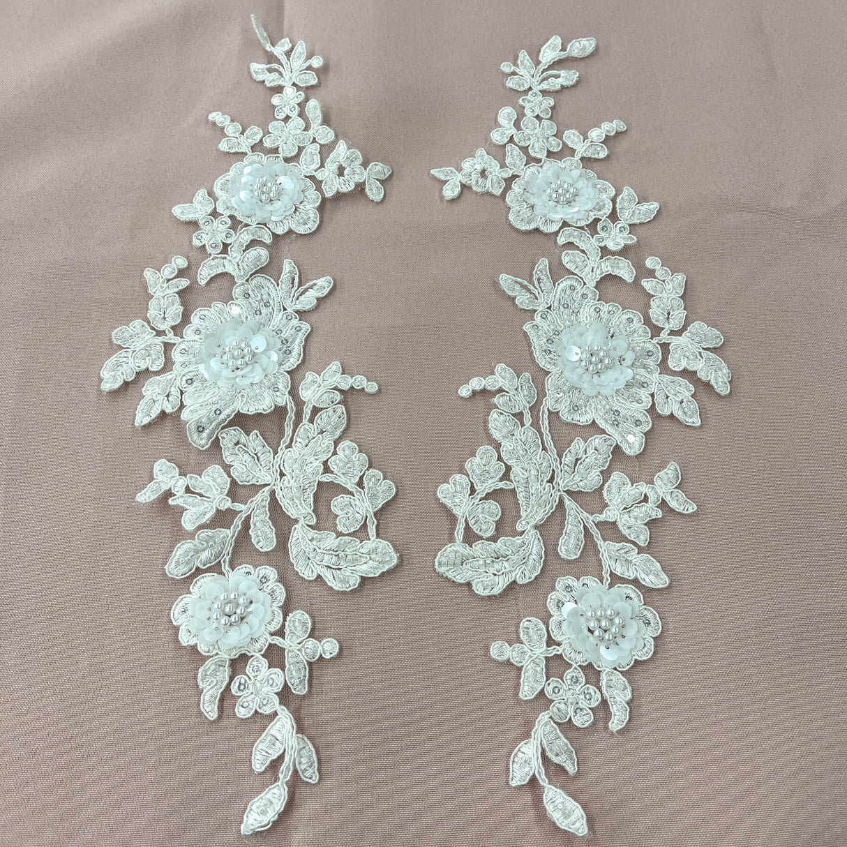 Beaded Corded Floral 3D Lace Applique