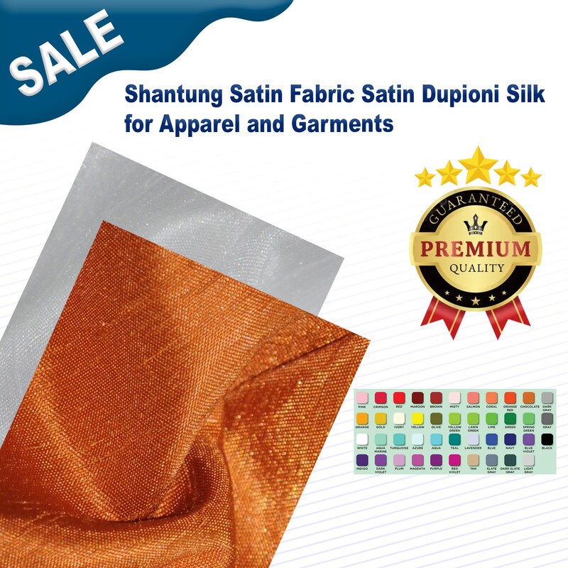 Shantung Satin Fabric Satin Dupioni Silk for Apparel and Garments