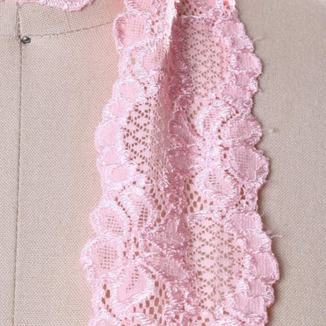 2 Yards Light Pink Stretch Lace Trim 2.5" Wide Floral Elastic Ribbon for Lingerie, Sewing & Crafts