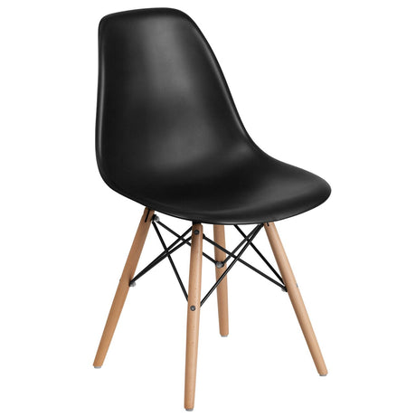Merrick Lane Elton Series Polypropylene Accent Chair with Metal Braced Wooden Legs