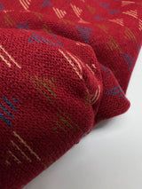 Acrylic Knitted Fabric Red Beige Printed