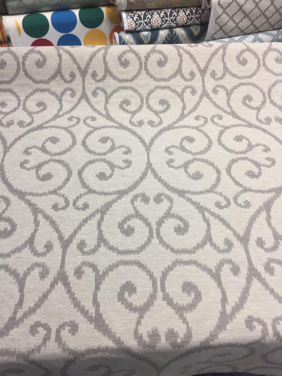 Scroll Linen Cotton Polyester Fabric - Natural Scroll Jacquard, 54" Width (1 Yard)