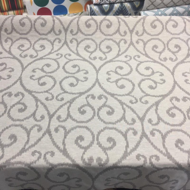 Scroll Linen Cotton Polyester Fabric - Natural Scroll Jacquard, 54" Width (1 Yard)