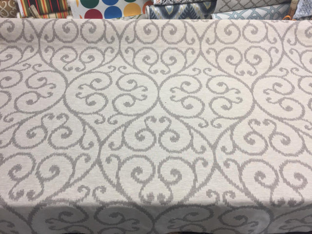 Scroll Linen Cotton Polyester Fabric - Natural Scroll Jacquard, 54" Width (1 Yard)