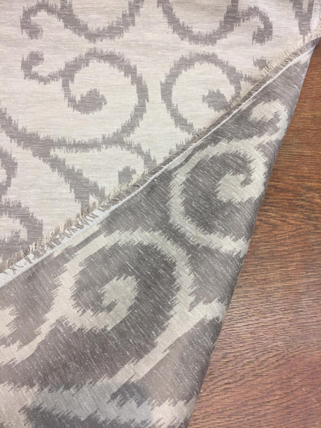 Scroll Linen Cotton Polyester Fabric - Natural Scroll Jacquard, 54" Width (1 Yard)