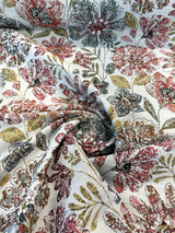 Happy Note Chenille Upholstery Fabric - Coral Rose Floral, 59.5" Width (1 Yard)