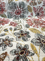 Happy Note Chenille Upholstery Fabric - Coral Rose Floral, 59.5" Width (1 Yard)