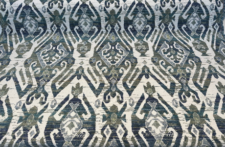 Esperanza Ever Green Blue Ikat Chenille Upholstery Fabric - Off White, Teal Blue, Yellow, Red, 58" Width (1 Yard)