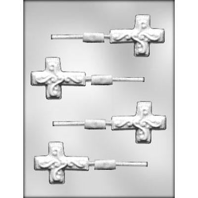 Cross with Scroll Sucker Chocolate Mold