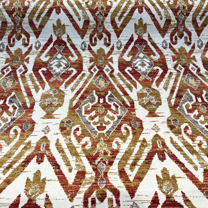 Esperanza Chenille Upholstery Fabric - Persimmon Red Ikat, 58" Width (By The Yard)