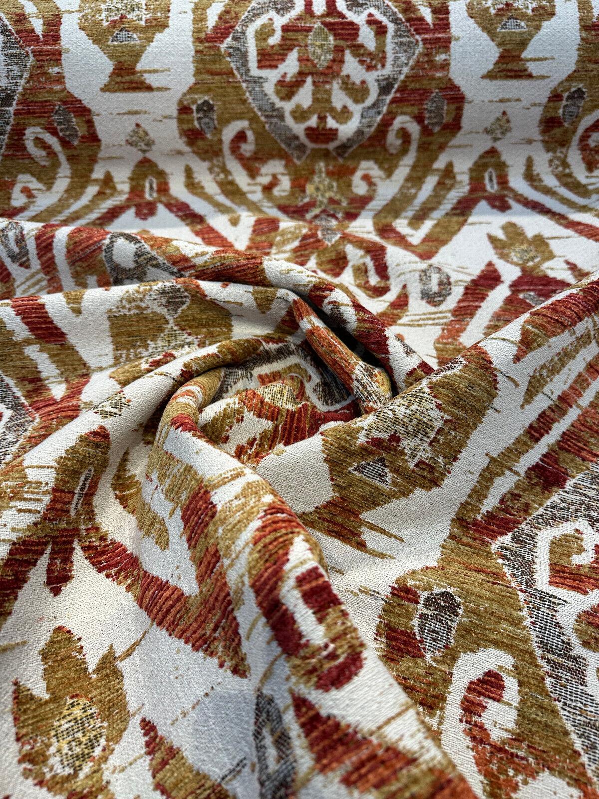 Esperanza Chenille Upholstery Fabric - Persimmon Red Ikat, 58" Width (By The Yard)