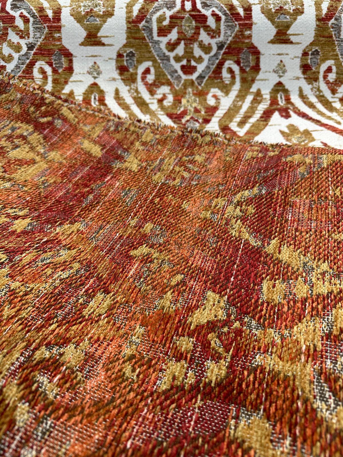 Esperanza Chenille Upholstery Fabric - Persimmon Red Ikat, 58" Width (By The Yard)