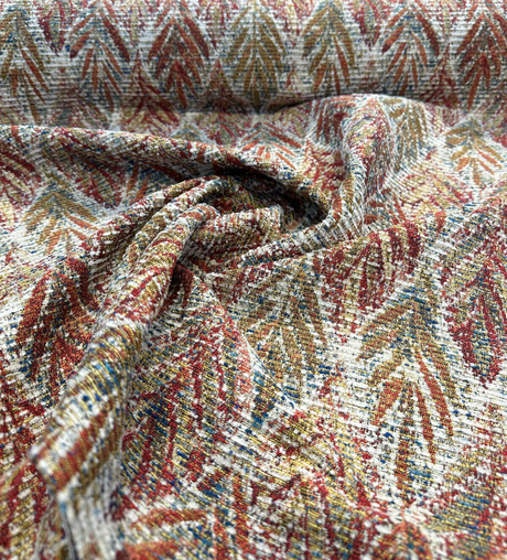 Swavelle Live It Be Americana Chenille Upholstery Chenille Fabric - Americana Leaves, Red Blue White, 58" Width (By The Yard)
