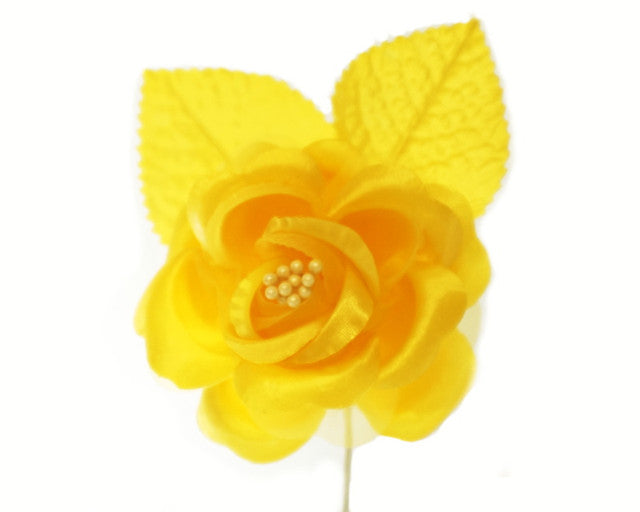 2.5" Dark Yellow Silk Single Rose Flowers - Pack of 12