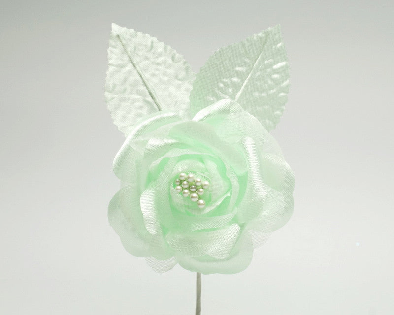 2.5" Mint Green Silk Single Rose Flowers - Pack of 12