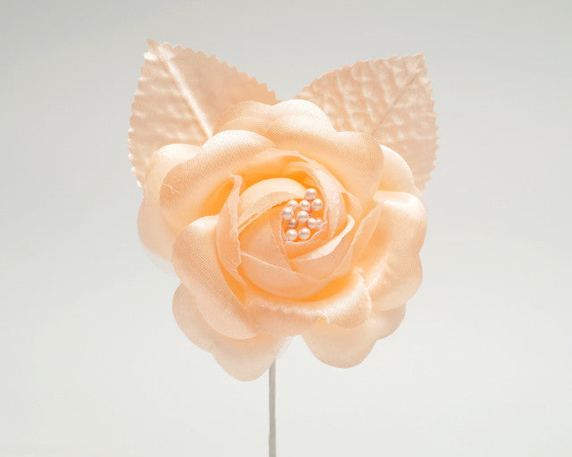 2.5" Peach Silk Single Rose Flowers - Pack of 12