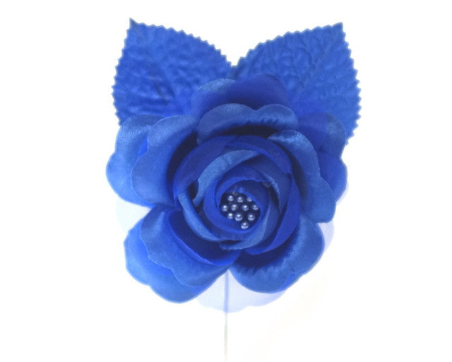 2.5" Royal Blue Silk Single Rose Flowers - Pack of 12