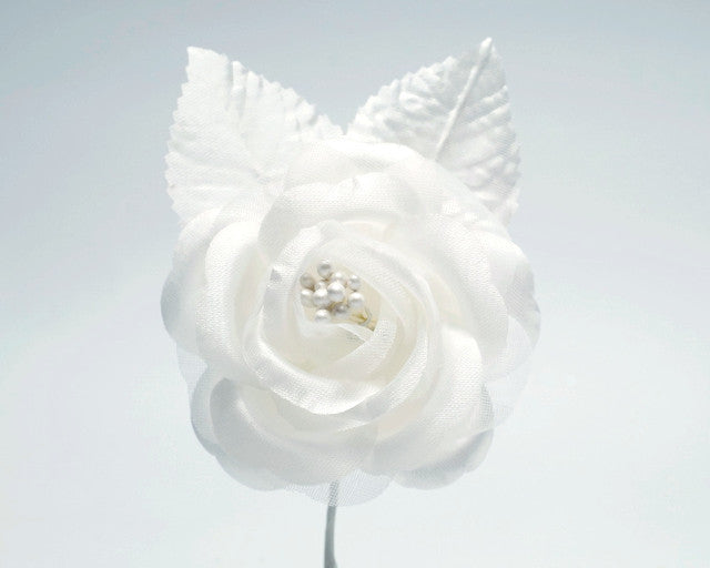 2.5" White Silk Single Rose Flowers - Pack of 12