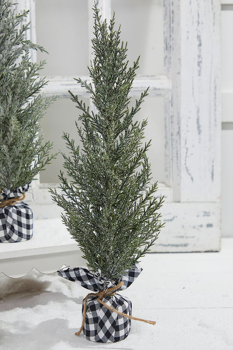 21" Pine Tree With Plaid Fabric
