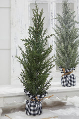 21" Pine Tree With Plaid Fabric