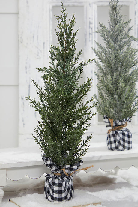 21" Pine Tree With Plaid Fabric