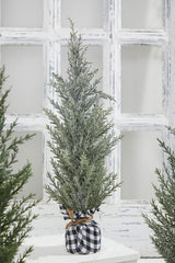 Pine Tree Decor 21 Inch Plaid Fabric Base Farmhouse Christmas